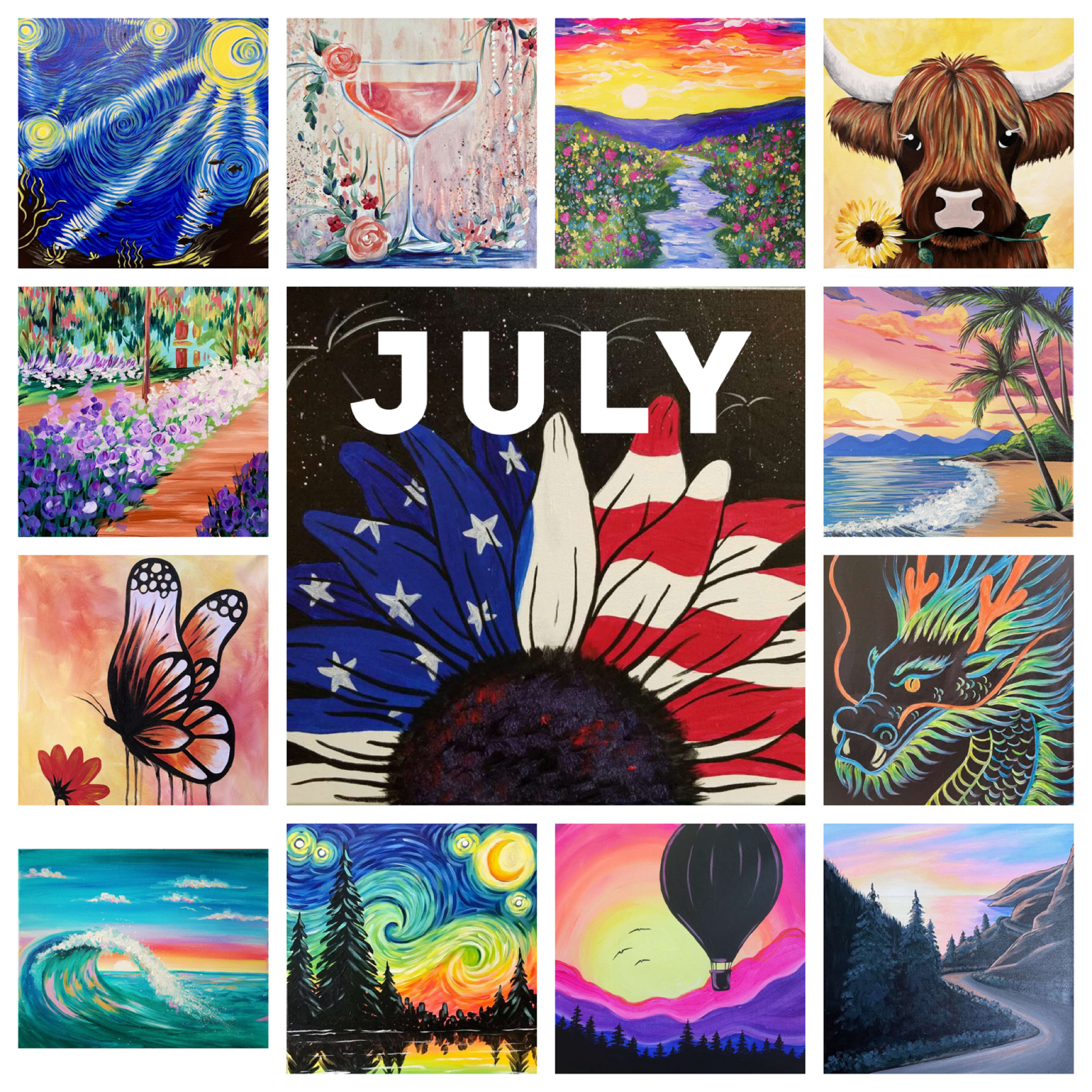 Dive into Summer Fun with July Paint and Sip Classes at Pinot’s Palette